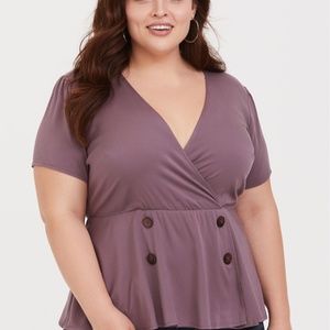 Torrid plum peplum shirt with buttons
